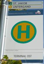 (197'638) - �BB-POSTBUS-Haltestellenschild - St. Anton, Terminal Ost - am 15. September 2018