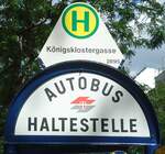 (128'386) - Wiener Linien-Haltestellenschild - Wien, K�nigsklostergasse - am 9.