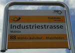 (138'683) - PostAuto-Haltestellenschild - M�hlin, Industriestrasse - am 6.