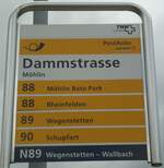 (138'694) - PostAuto-Haltestellenschild - M�hlin, Dammstrasse - am 6.