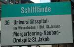 (133'696) - BVB-Haltestellenschild - Basel, Schiffl�nde - am 16.