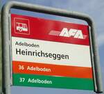 (130'364) - AFA-Haltestellenschild - Adelboden, Heinrichseggen - am 11.