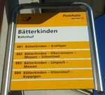 (132'449) - PostAuto-Haltestellenschild - B�tterkinden, Bahnhof - am 24.