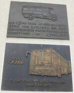 (161'459) - Gedenktafeln zum 50- und 100-j�hrigen Postautojubil�um am 30. Mai 2015 in Detligen, Post