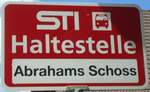 (133'878) - STI-Haltestellenschild - Fahrni, Abrahams Schoss - am 28.