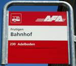 (128'167) - AFA-Haltestellenschild - Frutigen, Bahnhof - am 1.