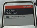 (135'159) - RBS-Haltestellenschild - G�mligen, Bahnhof - am 14.