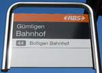 (149'362) - RBS-Haltestellenschild - G�mligen, Bahnhof - am 19.