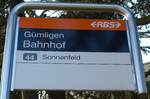 (149'363) - RBS-Haltestellenschild - G�mligen, Bahnhof - am 19.