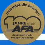 178'666) - Kleber zum Jubil�um 100 Jahre 1917 2017 AFA Automobilverkehr Frutigen-Adelboden am 19.