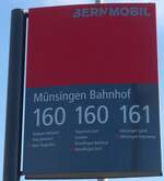 (201'470) - BERNMOBIL-Haltestellenschild - M�nsingen, Bahnhof - am 4.