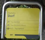 (203'847) - STI-Haltestellenschild - Oberhofen, Dorf - am 21.