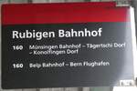 (272'507) - BERNMOBIL-Haltestellenschild - Rubigen, Bahnhof - am 1. M�rz 2025