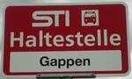 (128'763) - STI-Haltestellenschild - Schwendibach, Gappen - am 15.