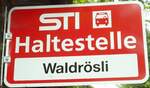 (128'765) - STI-Haltestellenschild - Schwendibach, Waldr�sli - am 15.