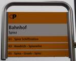 (257'801) - +P-Haltestellenschild - Spiez, Bahnhof - am 22.