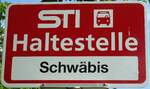 (128'209) - STI-Haltestellenschild - Steffisburg, Schw�bis - am 1.