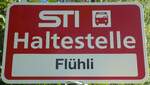 (133'917) - STI-Haltestellenschild - Steffisburg, Fl�hli - am 29.