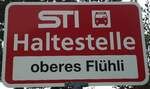 (136'616) - STI-Haltestellenschild - Steffisburg, oberes Fl�hli - am 17.
