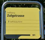 (287'360) - STI-Haltestellenschild - Steffisburg, Zulgstrasse - am 28. Mai 2026