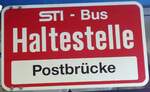 (128'128) - STI-Haltestellenschild - Thun, Postbr�cke - am 31.