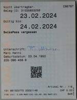 (259'775) - SwissPass vergessen am 29.