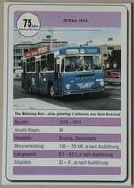 (264'214) - Karte mir 75 Jahre Autobus Z�rich mit VBZ-B�ssing Nr.