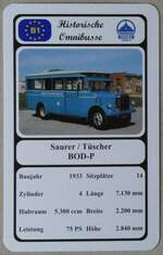 (273'137) - Quartett-Spielkarte mit Saurer / T�scher BOD-P von 1933 am 23.