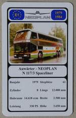 (279'785) - Quartett-Spielkarte mit Auw�rter - NEOPLAN N 117/3 Spaceliner von 1979 am 31.