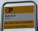 (286'461) - +P-Haltestellenschild - Twann, Bahnhof - am 28.