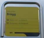 (170'146) - STI-Haltestellenschild - Uetendorf, Br�gg - am 16.
