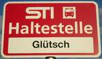 (134'631) - STI-Haltestellenschild - Zwieselberg, Gl�tsch - am 2.