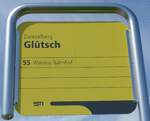 (153'966) - STI-Haltestellenschild - Zwieselberg, Gl�tsch - am 17. August 2014