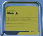 (153'967) - STI-Haltestellenschild - Zwieselberg, Gl�tsch - am 17. August 2014