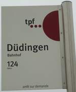 (132'726) - tpf-Haltestellenschild - D�dingen, Bahnhof - am 7.