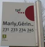 (186'706) - tpf-Haltestellenschild - Marly, G�rin - am 27.