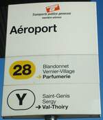 (138'248) - TG-Haltestellenschild - Gen�ve, A�roport - am 9.