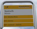 (170'903) - PostAuto-Haltestellenschild - M�stair, Somvih - am 16.
