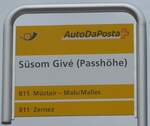 (170'898) - PostAuto-Haltestellenschild - S�som Giv� (Passh�he) - am 16.