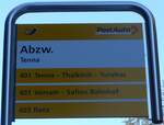 (167'634) - PostAuto-Haltestellenschild - Tenna, Abzw.