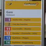 (186'050) - PostAuto-Haltestellenschild - Del�mont, Gare - am 21.