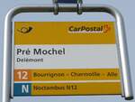 (189'927) - PostAuto-Haltestellenschild - Del�mont, Pr� Mochel - am 2.