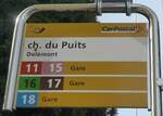 (189'941) - PostAuto-Haltestellenschild - Del�mont, ch.