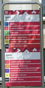 (250'164) - MOBIJU-Haltestellenschild - Del�mont, gare - am 18.