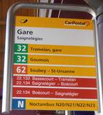(234'061) - PostAuto/cj-Haltestellenschild - Saignel�gier, Gare - am 26.