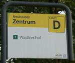 (255'283) - vb/sh-Haltestellenschild - Neuhausen, Zentrum - am 17.
