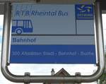 (153'899) - RTB-Haltestellenschild - Altst�tten, Bahnhof - am 16.
