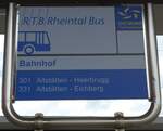 (153'900) - RTB-Haltestellenschild - Altst�tten, Bahnhof - am 16.