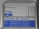 (209'965) - RTB-Haltestellenschild - Altst�tten SG, Bahnhof - am 6.