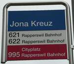 (242'663) - ZVV/RJ-Haltestellenschild - Jona, Kreuz - am 13.